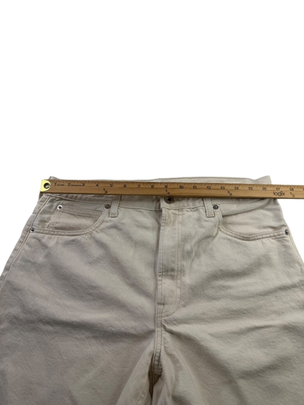 Everlane The OG Baggy Jean Shorts Frayed Hem Bone Sz 31R - Picture 7 of 12
